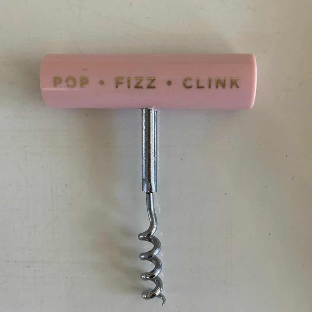 Retro Pink Corkscrew Pop - Fizz - Clink - Gold Text